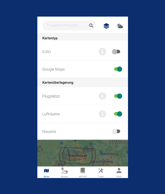 App-Screenshot - Einstellungen
