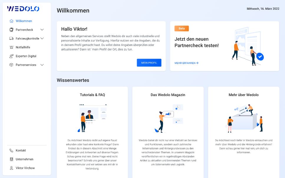 Abbildung des Wedolo Dashboards